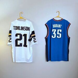 NFL Chargers #21 LaDanian Tomlinson + NBA Thunders #35 Kevin Durant - sz XXL lot